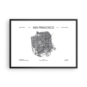 Plakat i sort ramme - San Franciscos anatomi - 70x50 cm