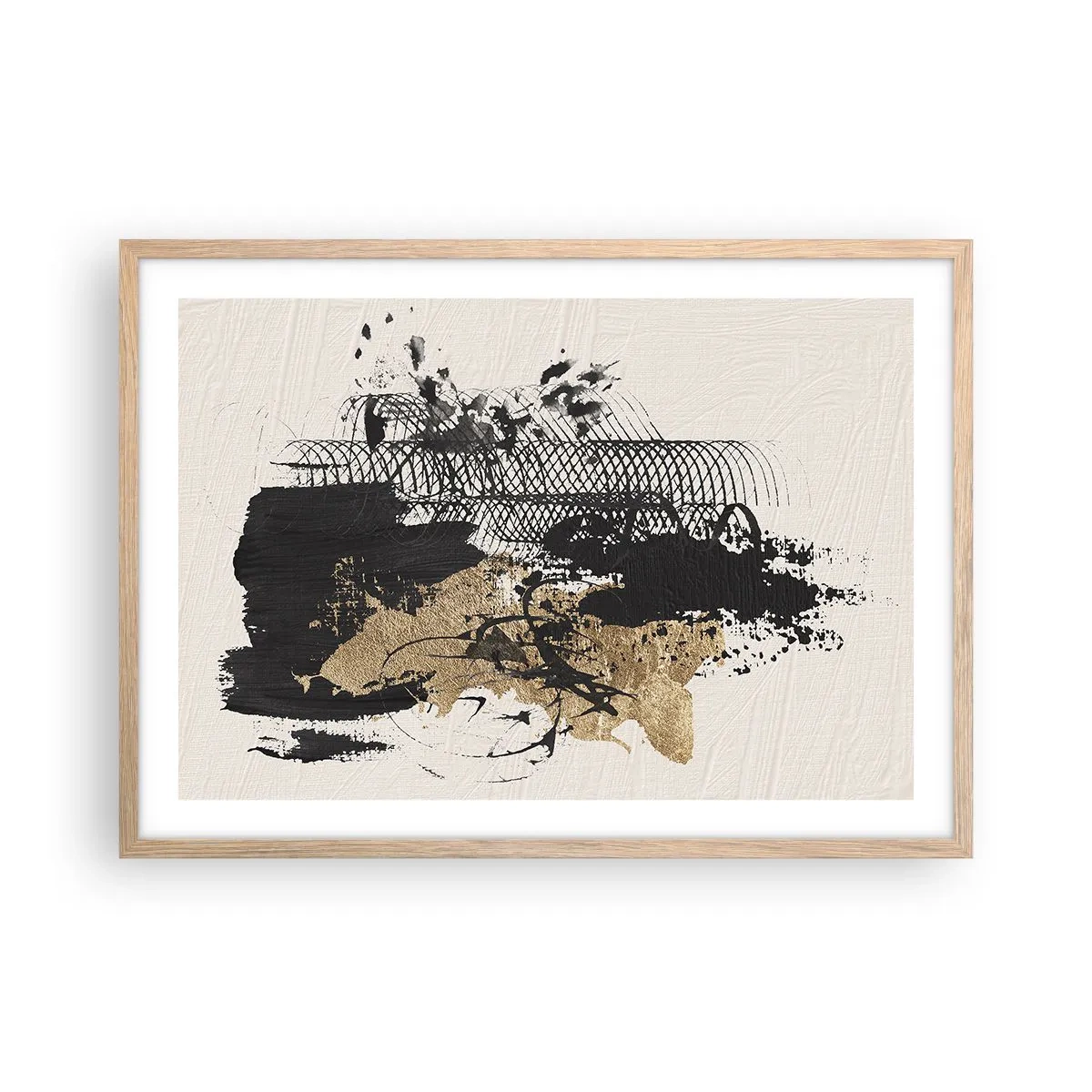 Plakat i ramme af lyst egetræ - Komposition med lidenskab - 70x50 cm