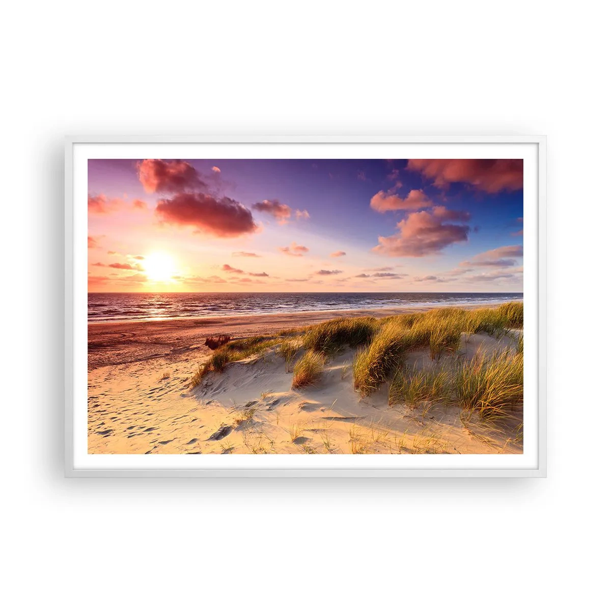 Plakat i hvid ramme - Luften dufter allerede af sommer - 100x70 cm