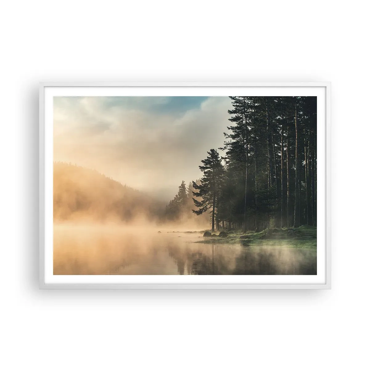 Plakat i hvid ramme - En dags fødsel - 100x70 cm