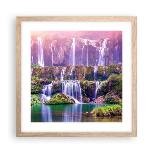 Plakat i ramme af lyst egetræ - Trappe til himlen - 40x40 cm