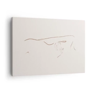 Lærredstryk - Billede på lærred - En diskret stregtegning af en silhuet mod en lys baggrund - 70x50cm - Begærets form - Moderne vægdekoration til stue og soveværelse ARTTOR