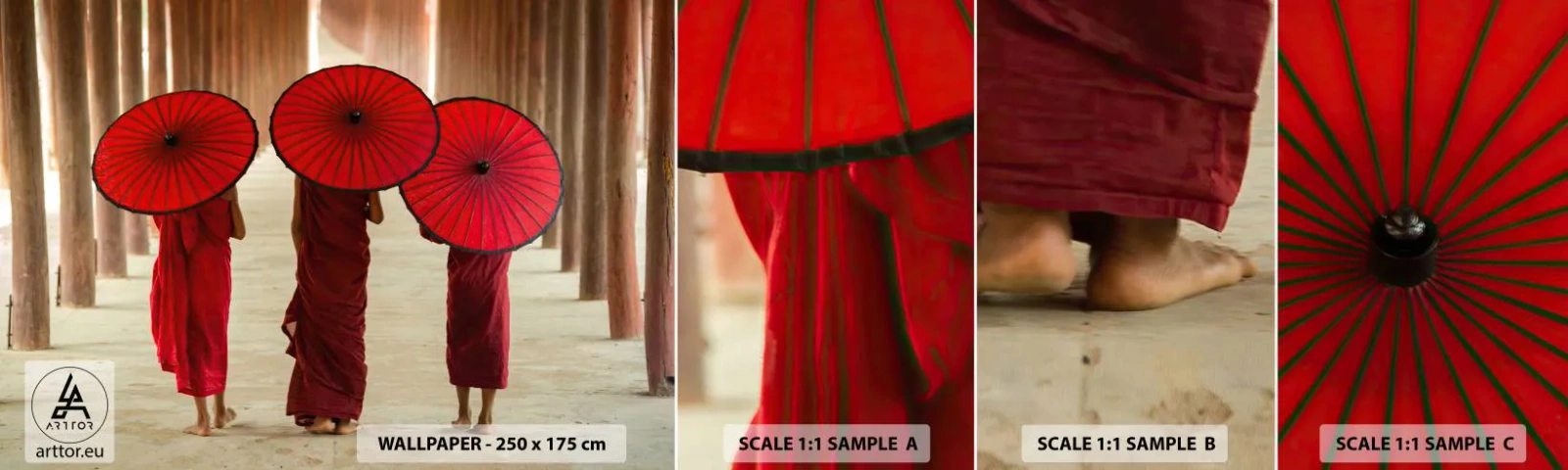 Prøve Fototapet Selvklæbende Deluxe Sticker - På vej til det rene land - Asien, Burma, Kvinder - 100x30 cm