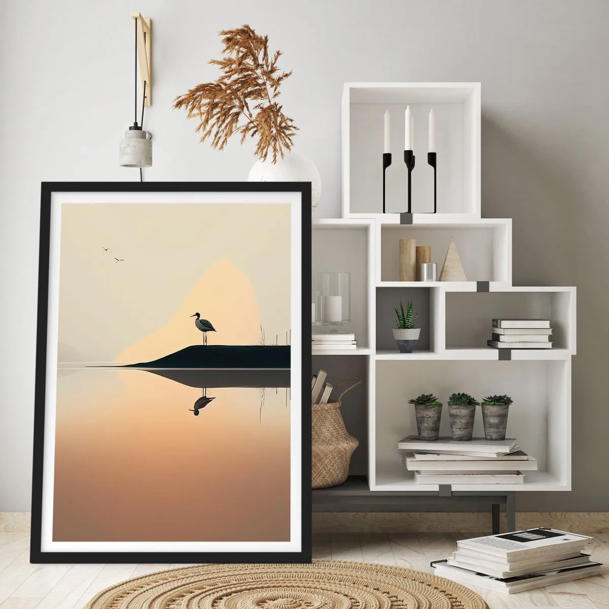 Plakat i sort ramme - Herre på søen - 50x70 cm