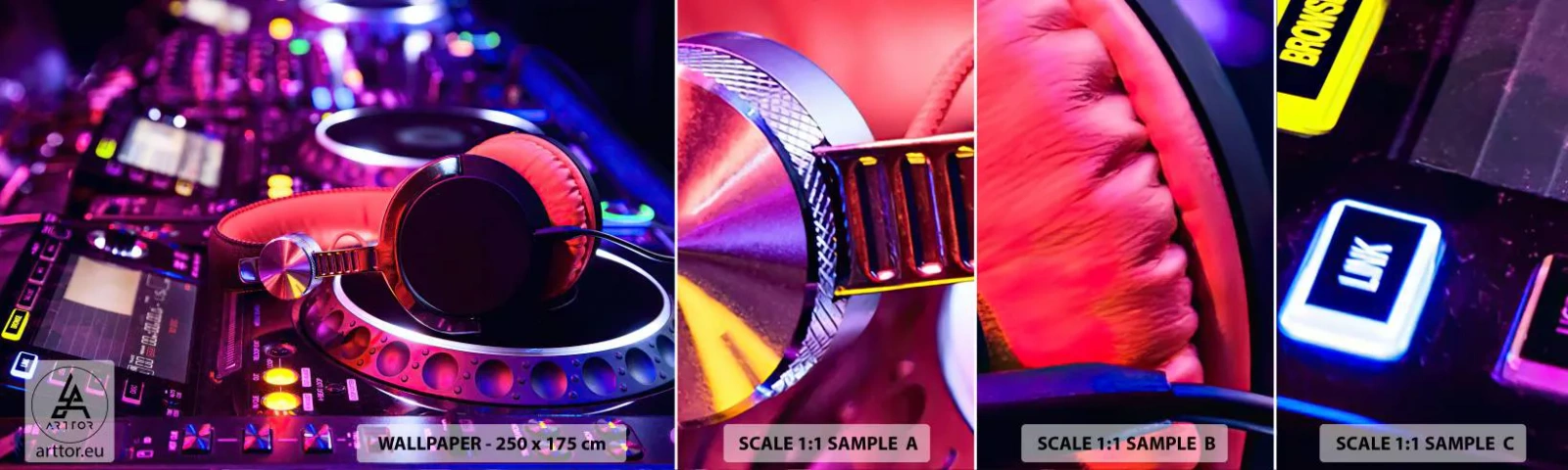 Fototapet Prøve Standard Eco - Før det sjove begynder - musik, Musikstudie, Hovedtelefoner - 100x30 cm