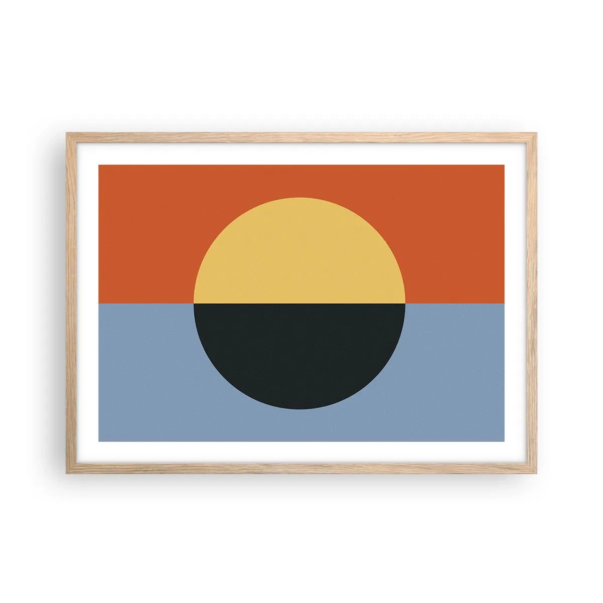 Plakat i ramme af lyst egetræ - En sammensætning af varme og kølighed - 70x50 cm