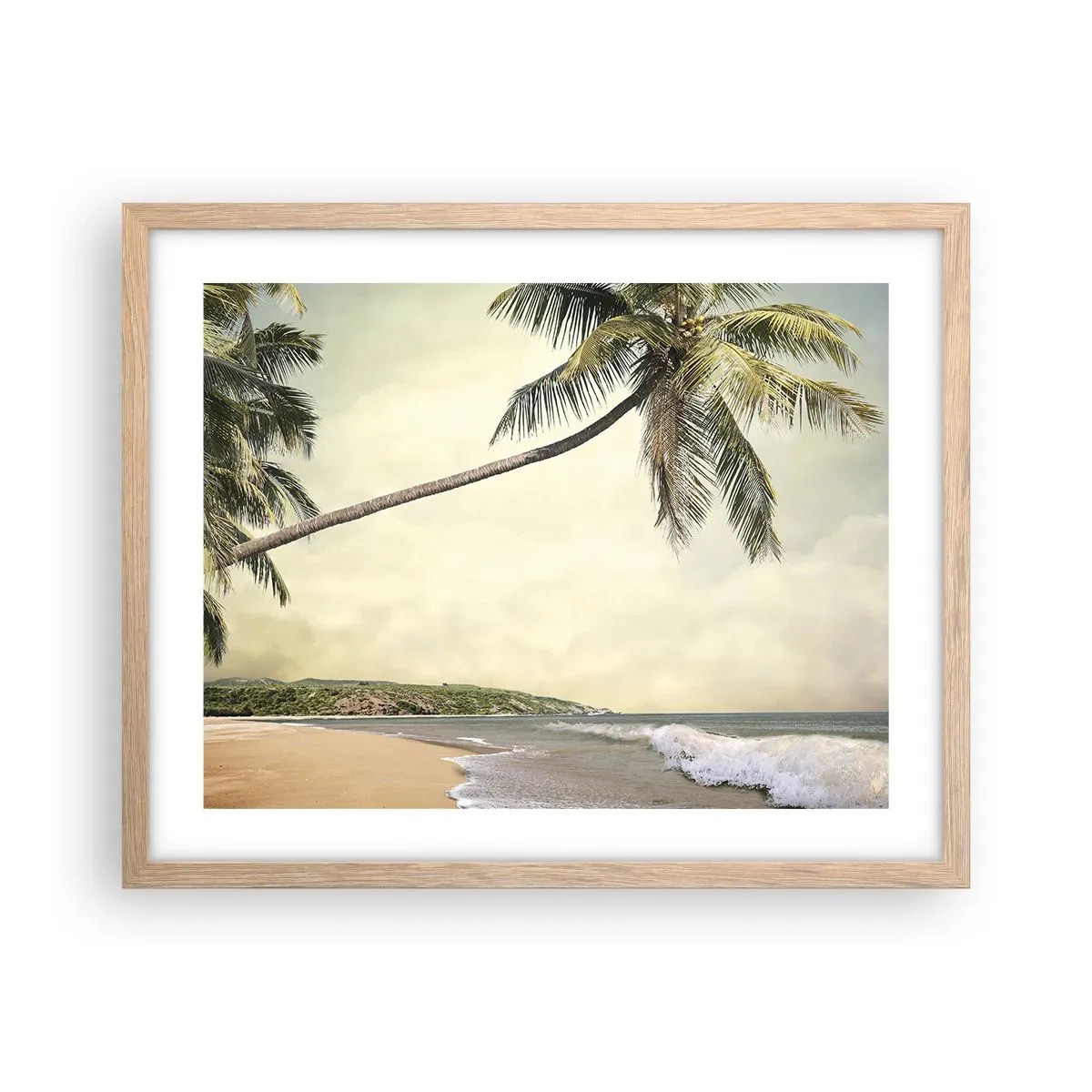 Plakat i ramme af lyst egetræ - En tropisk drøm - 50x40 cm