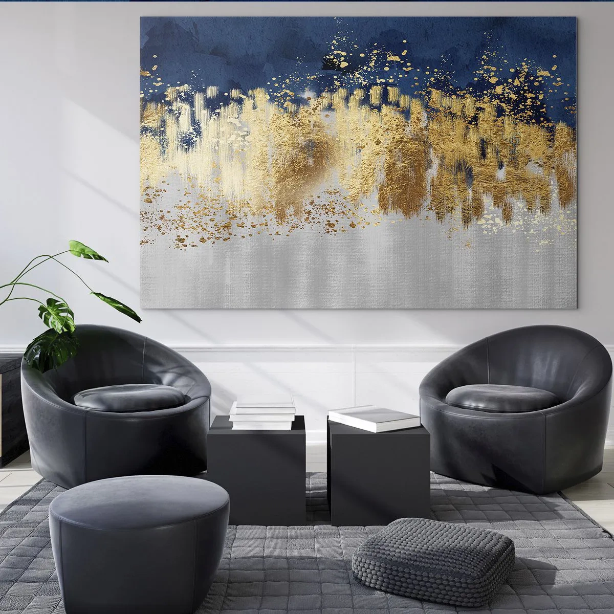 Billede på glas - Moderne komposition med gnist - 100x70 cm