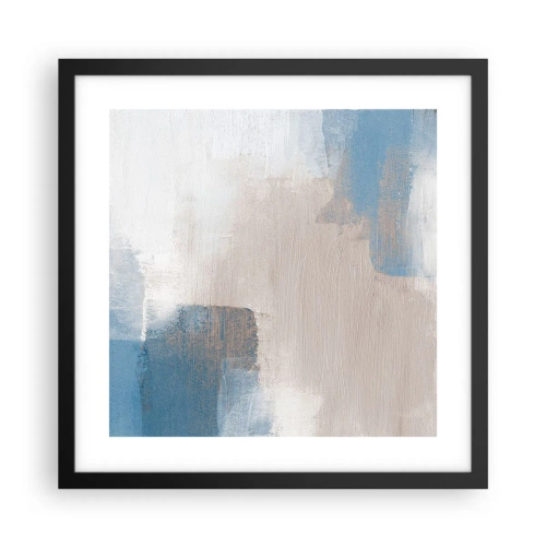 Plakat i sort ramme - Lyserød abstraktion bag et slør af blåt - 40x40 cm