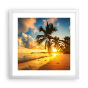 Plakat i hvid ramme - Caribisk drøm - 40x40 cm
