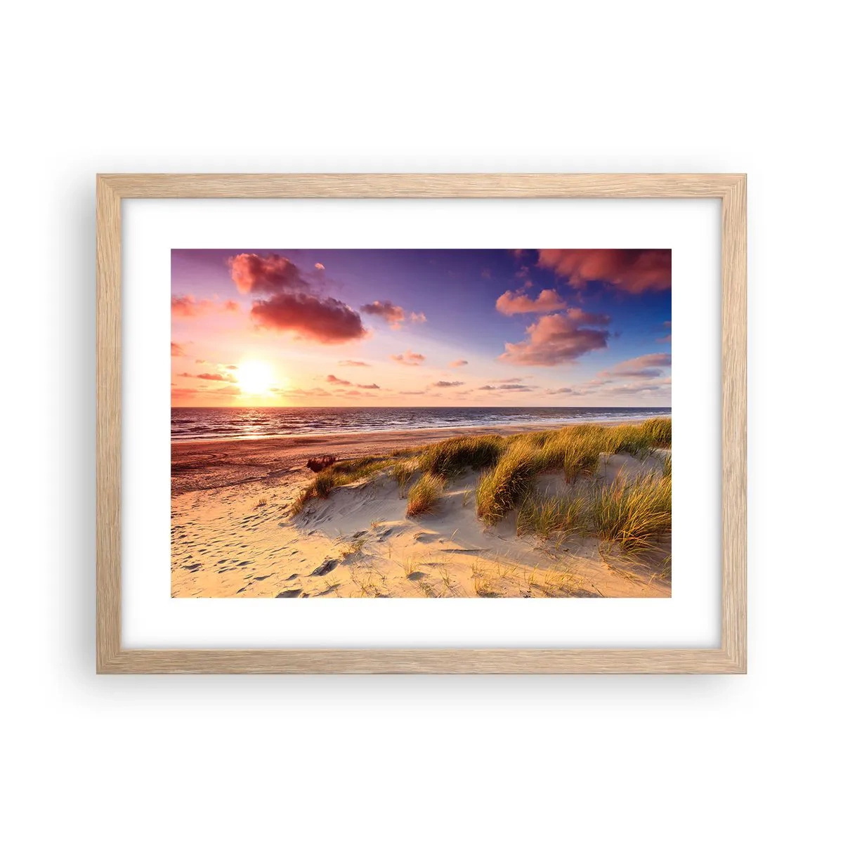 Plakat i ramme af lyst egetræ - Luften dufter allerede af sommer - 40x30 cm