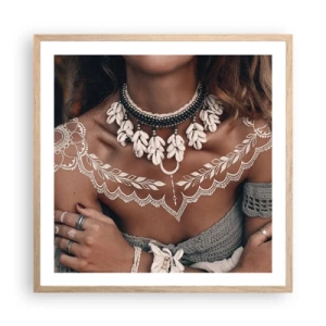 Plakat i ramme af lyst egetræ - Talismaner, ritualer om kvindelighed - 60x60 cm