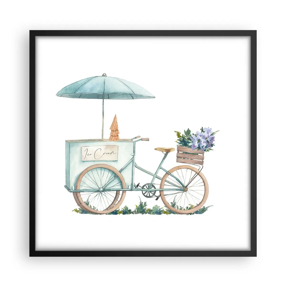 Plakat i sort ramme - Sødt minde om sommeren - 50x50 cm