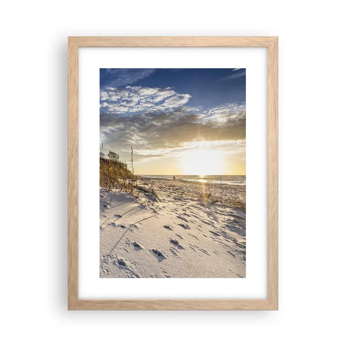 Plakat i ramme af lyst egetræ - Indbydelse til en vandretur - 30x40 cm