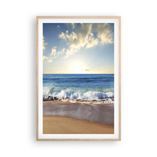 Plakat i ramme af lyst egetræ - Bevægelse og stilhed på samme tid - 61x91 cm