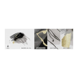 Prøve Fototapet Premium Canvas - I sort og guld - Abstraktion, Stykke, Grafik - 100x30 cm