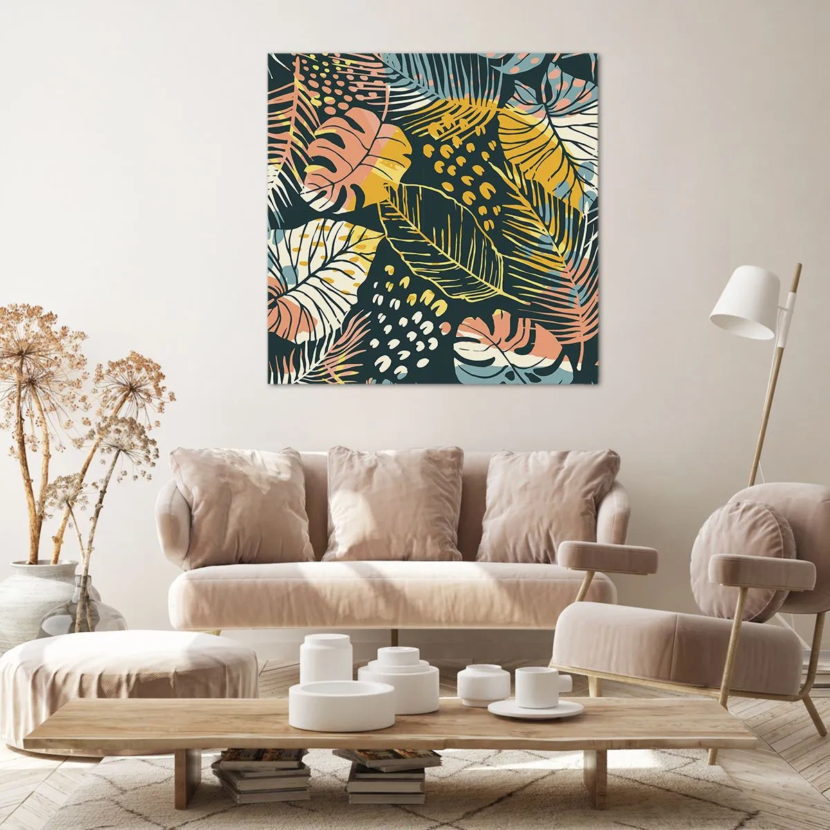 Lærredstryk - Billede på lærred - Løvrig fantasi - 70x70 cm