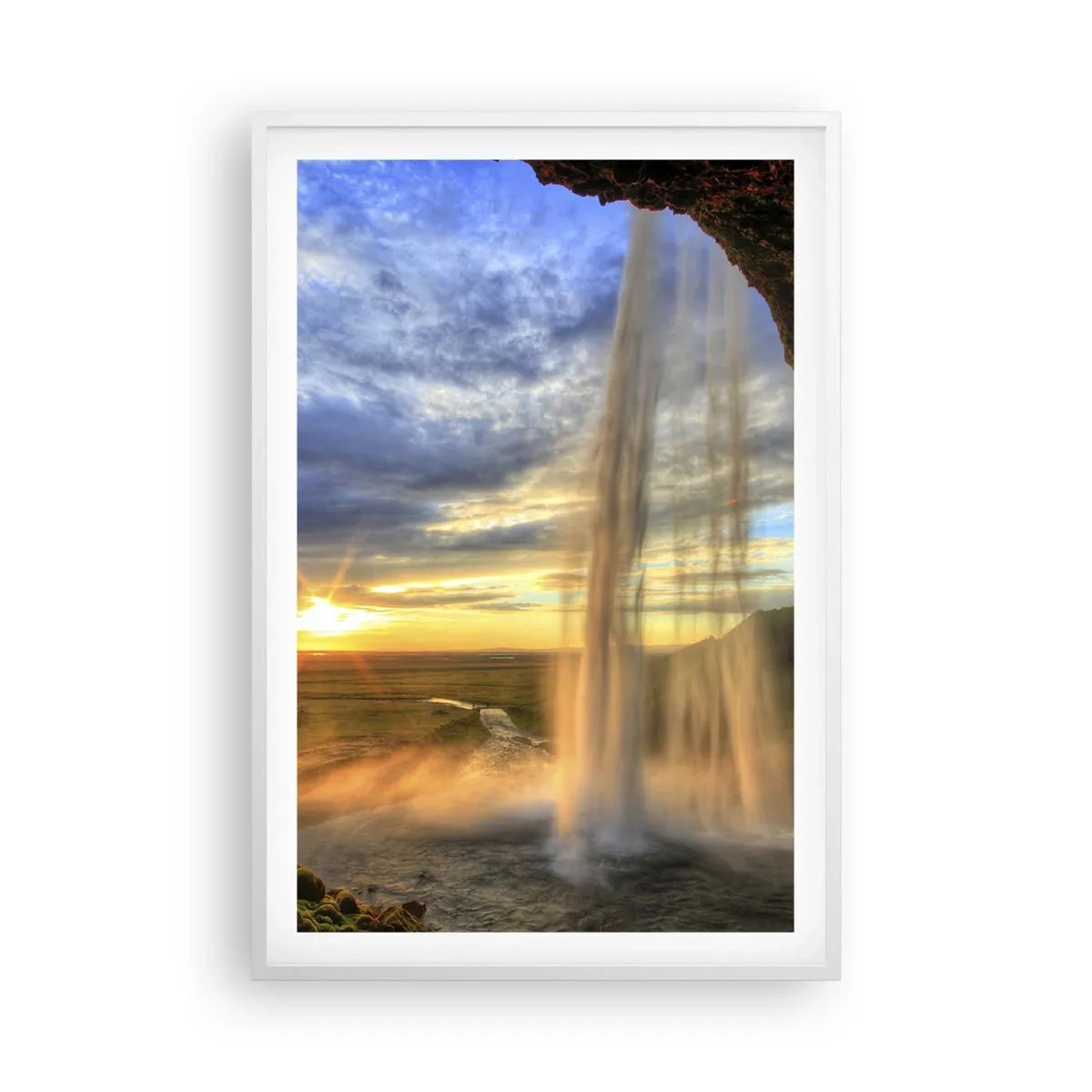 Plakat i hvid ramme - Verden bag sløret af dråber - 61x91 cm