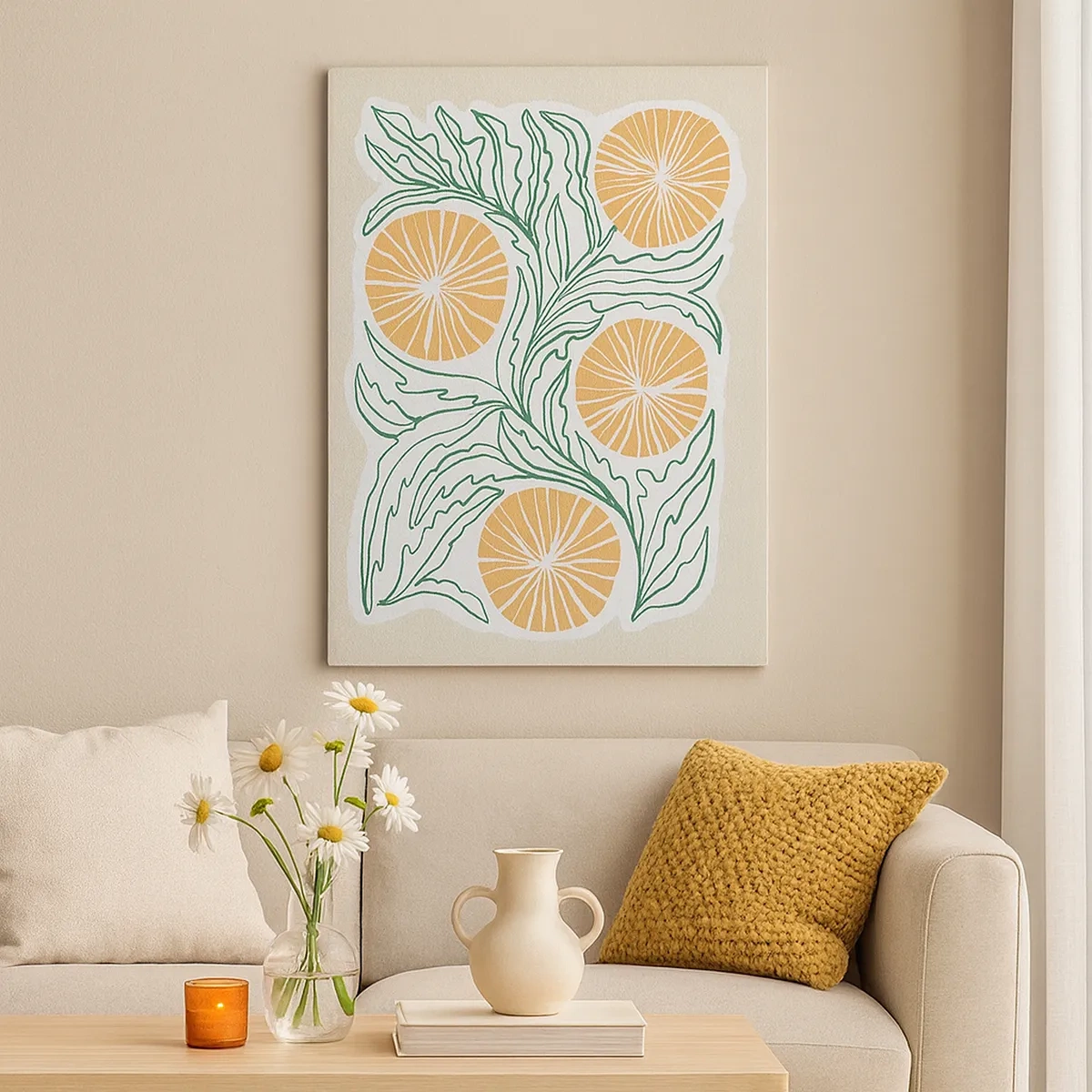 Lærredstryk - Billede på lærred - Etnisk med et strejf af abstraktion - 50x70 cm