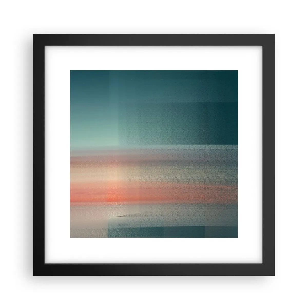 Plakat i sort ramme - Abstraktion: bølger af lys - 30x30 cm