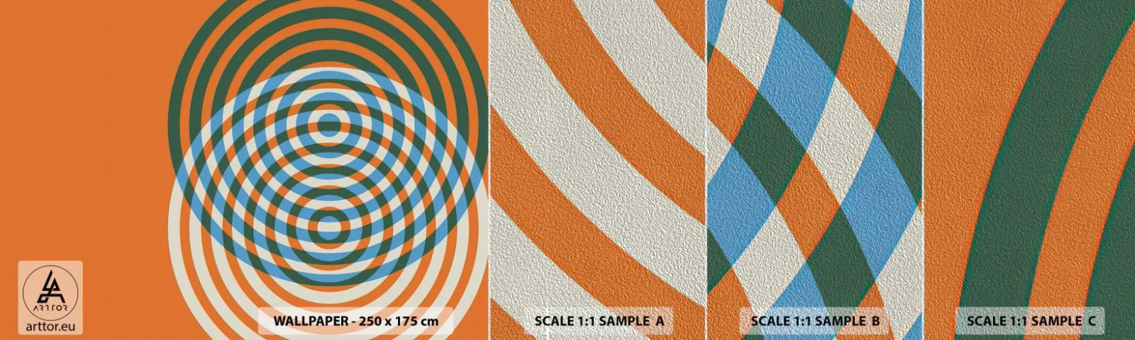 Prøve Fototapet Premium Sand - Abstrakt cirkulær variation - Abstraktion, Stykke, Distrikter - 100x30 cm