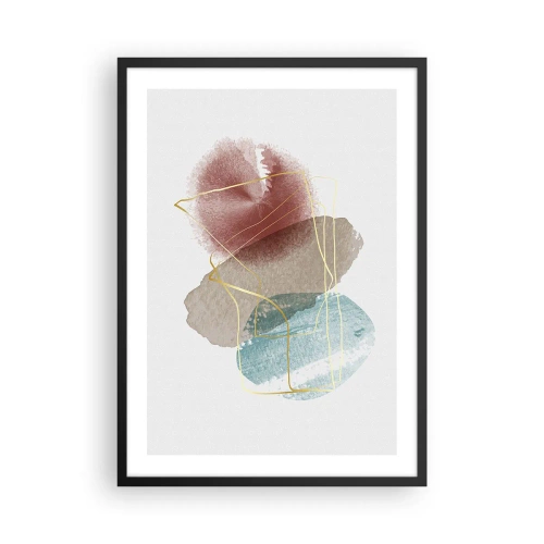 Plakat i sort ramme - Abstrakt komposition i pastelfarver - 50x70cm - Rummets perler - Moderne vægdekoration til stue og soveværelse ARTTOR