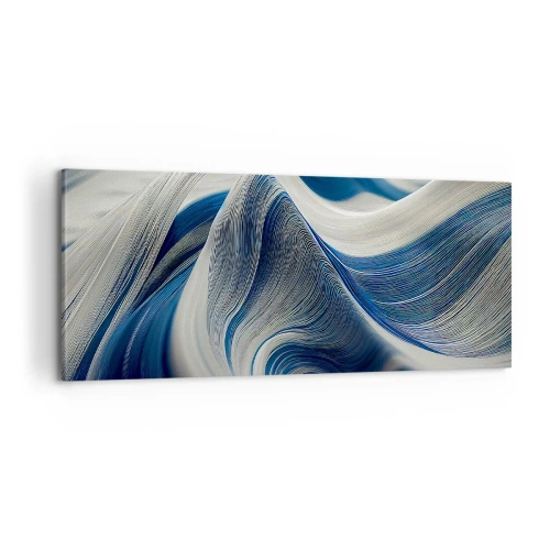 Lærredstryk - Billede på lærred - Flydende blå og hvide farver - 100x40 cm