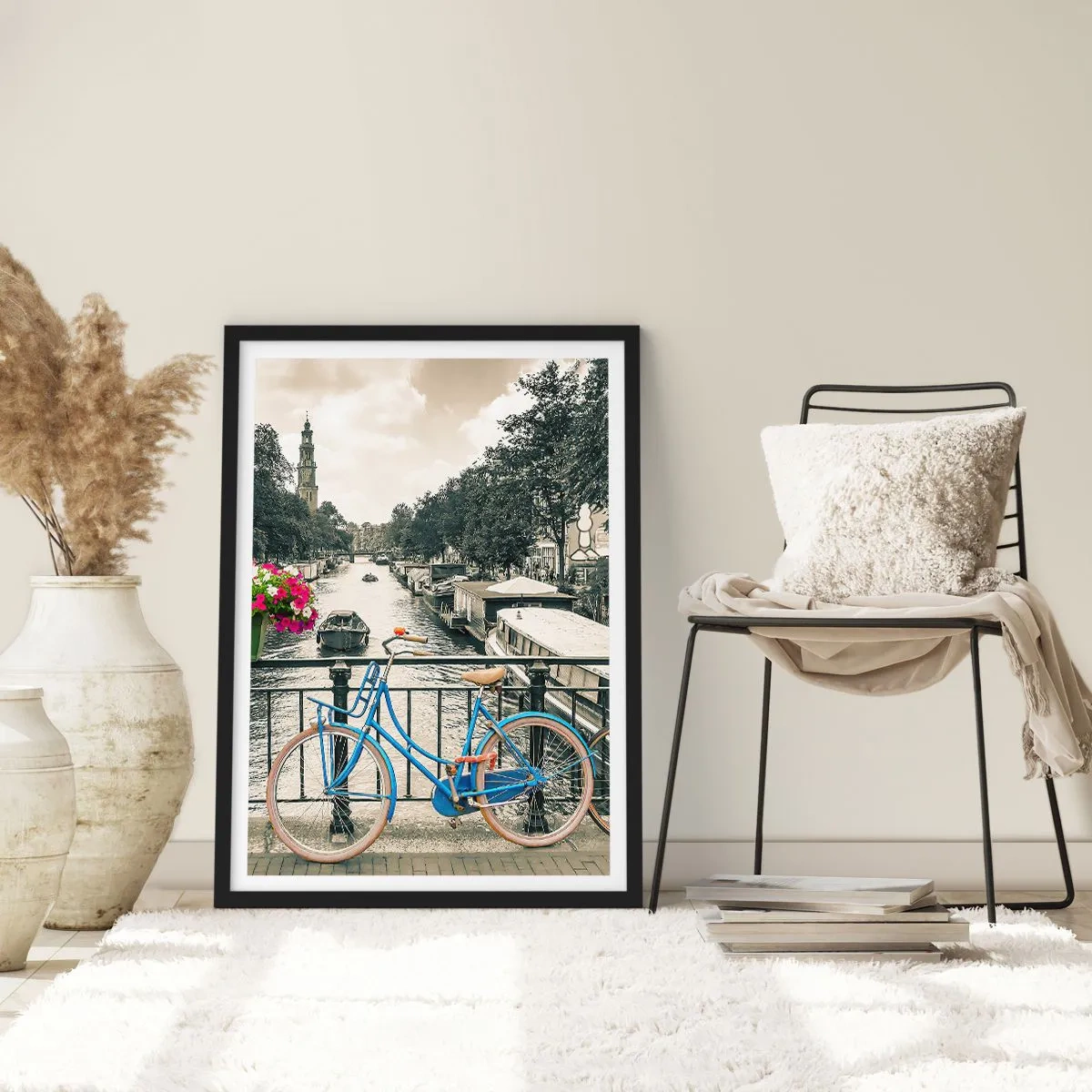 Plakat i sort ramme - Farverne i Amsterdams gader - 40x50 cm