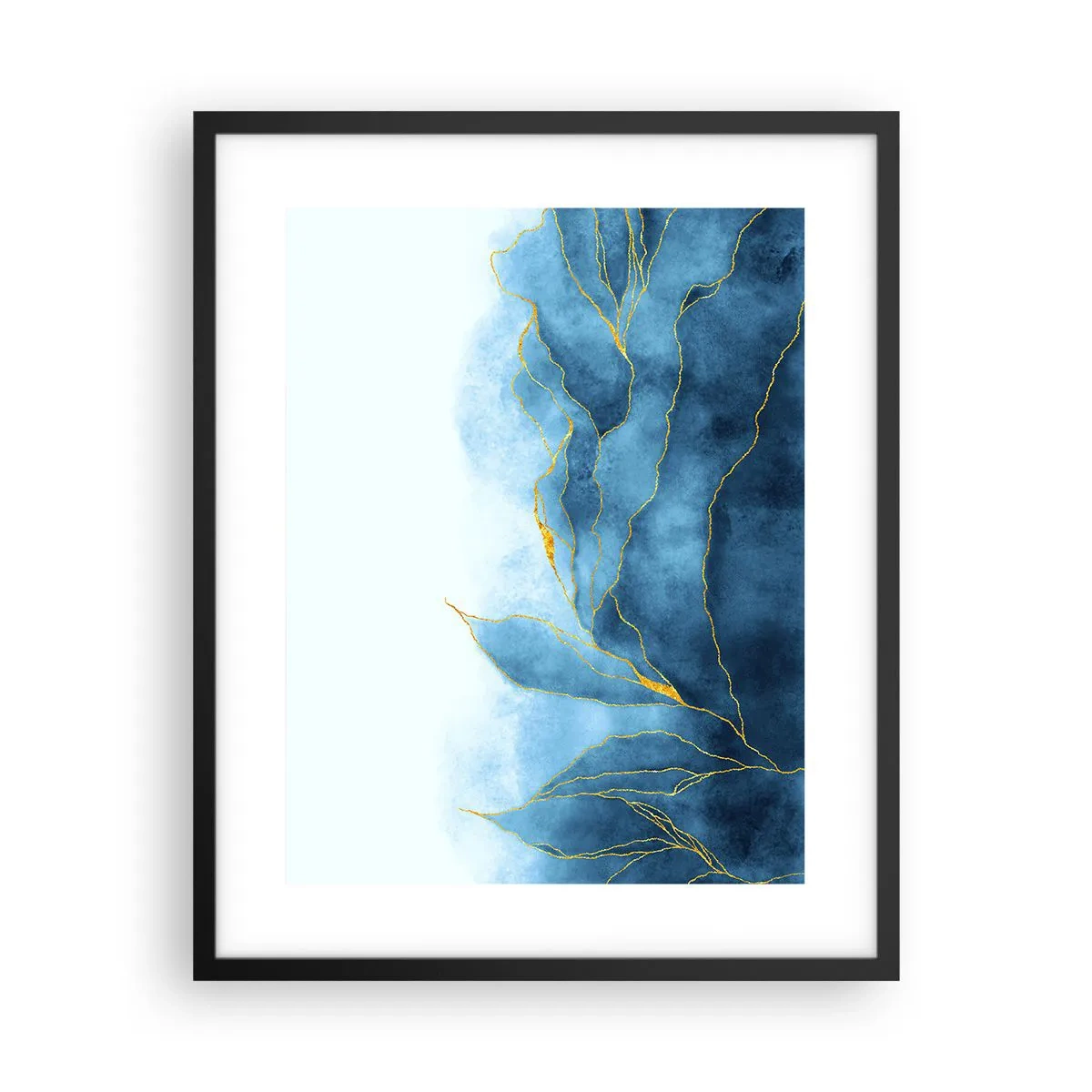 Plakat i sort ramme - Blå i guld - 40x50 cm