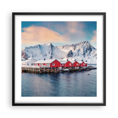 Plakat i sort ramme - Nordlig tilbagetrækning - 50x50 cm