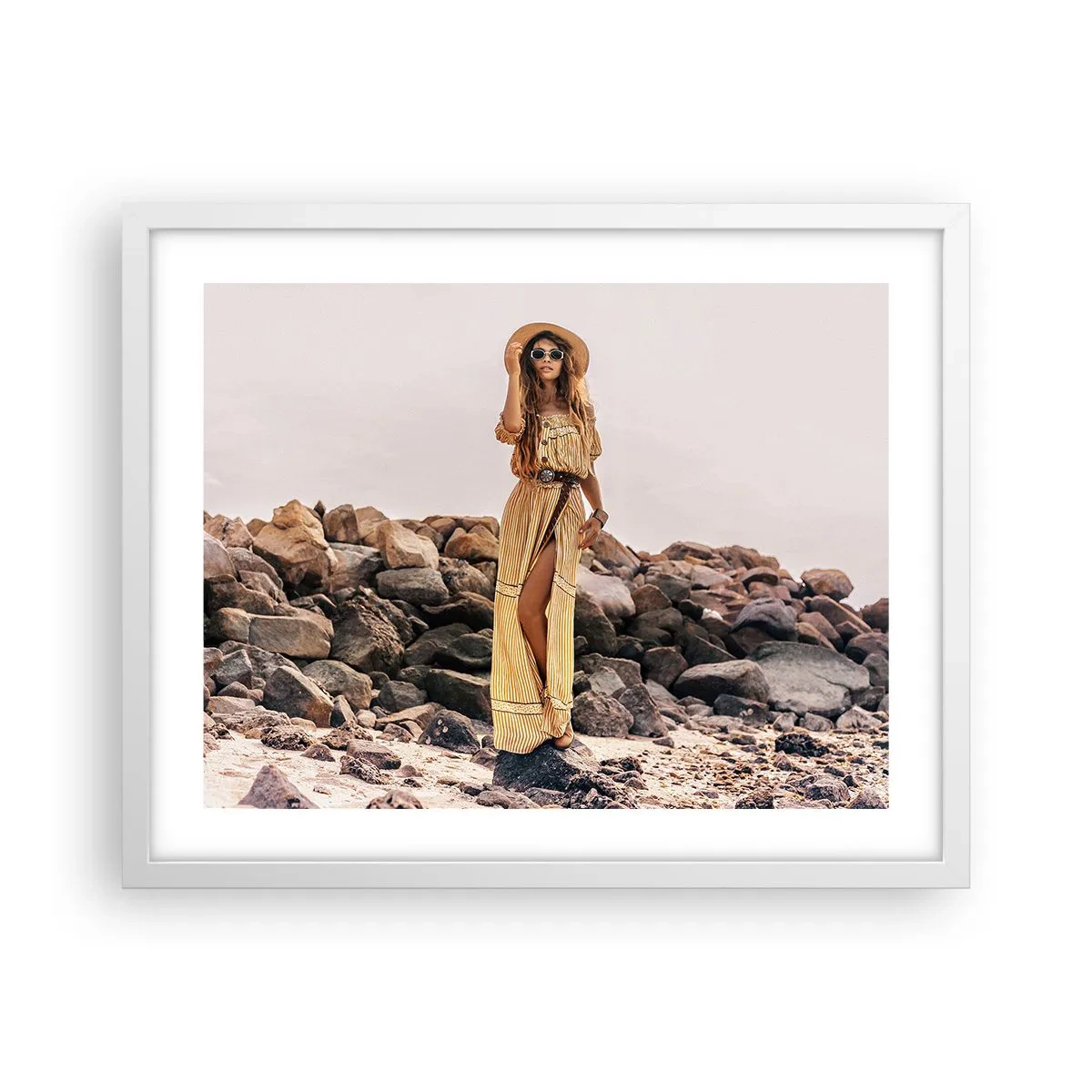 Plakat i hvid ramme - Magien ved sten - 50x40 cm