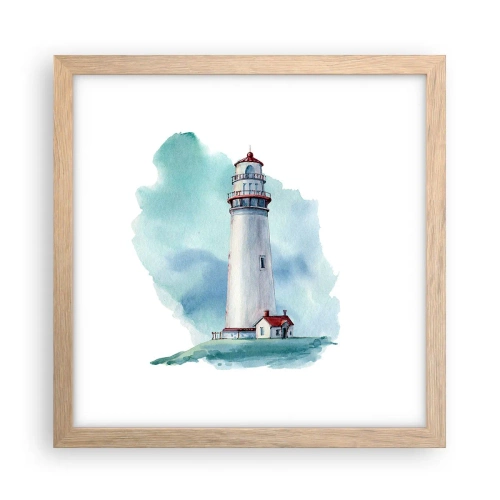 Plakat i ramme af lyst egetræ - Det blås blide søster - 30x30 cm