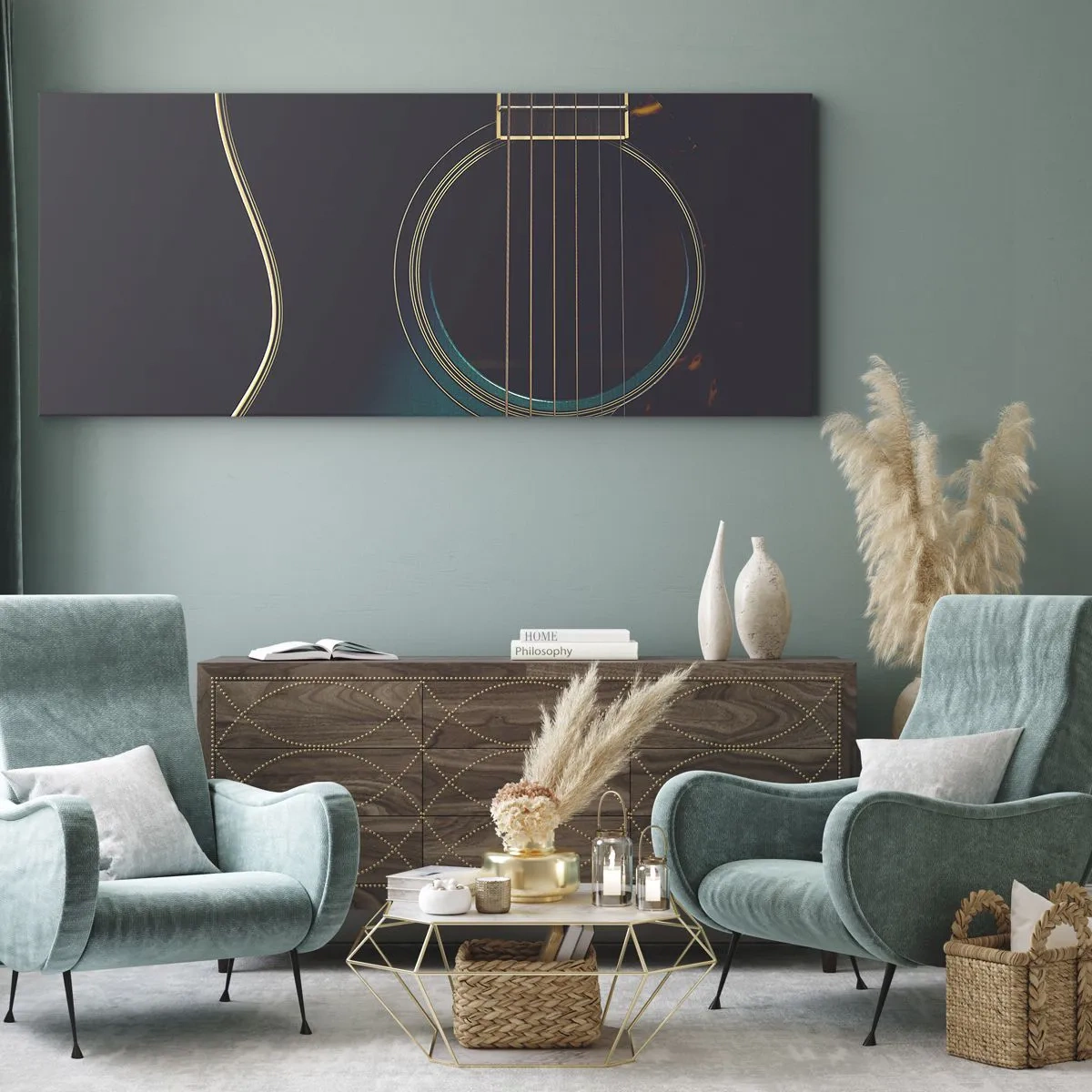 Lærredstryk - Billede på lærred - Et øjeblik før det lyder - 100x40 cm