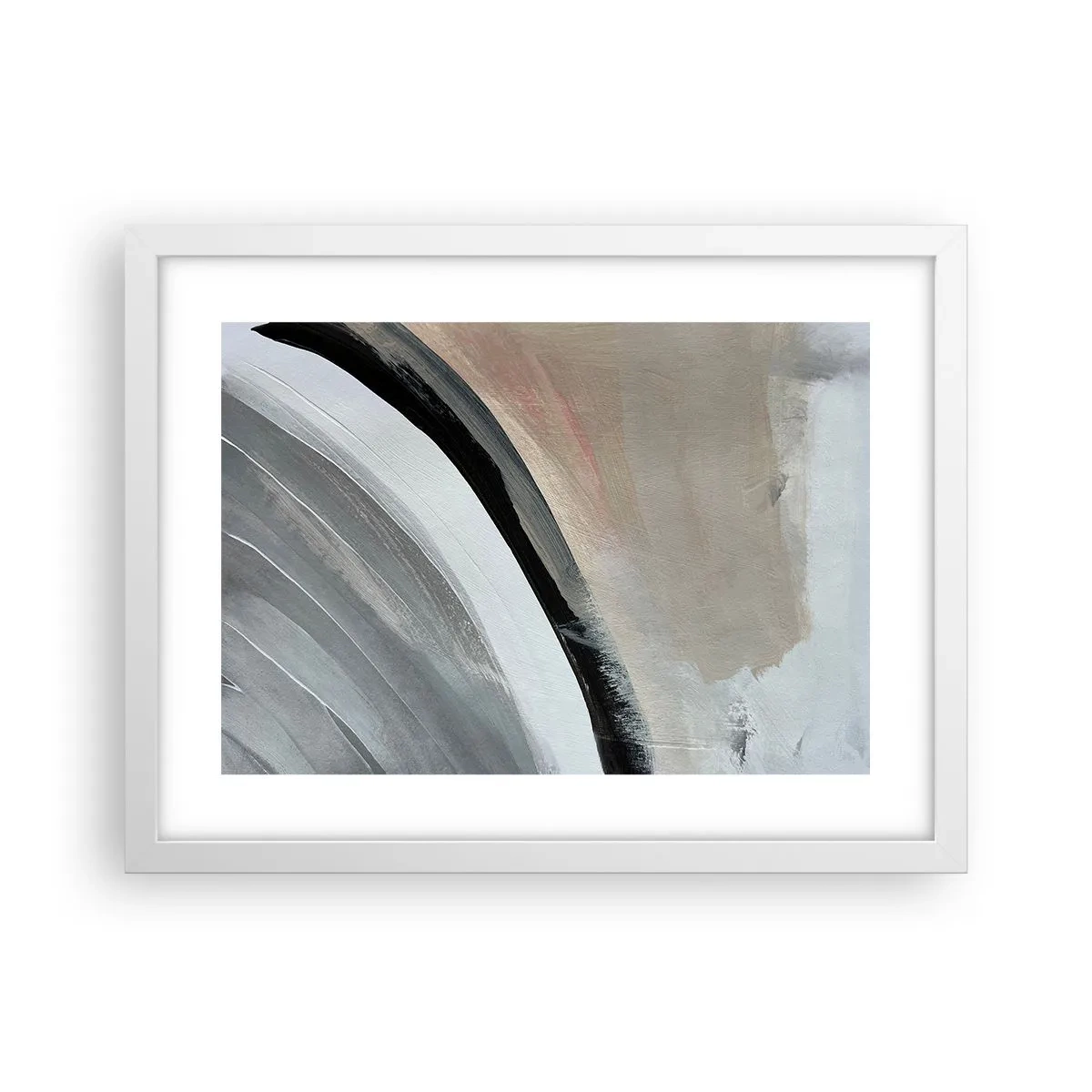 Plakat i hvid ramme - Komposition: en bue af sort og gråt - 40x30 cm