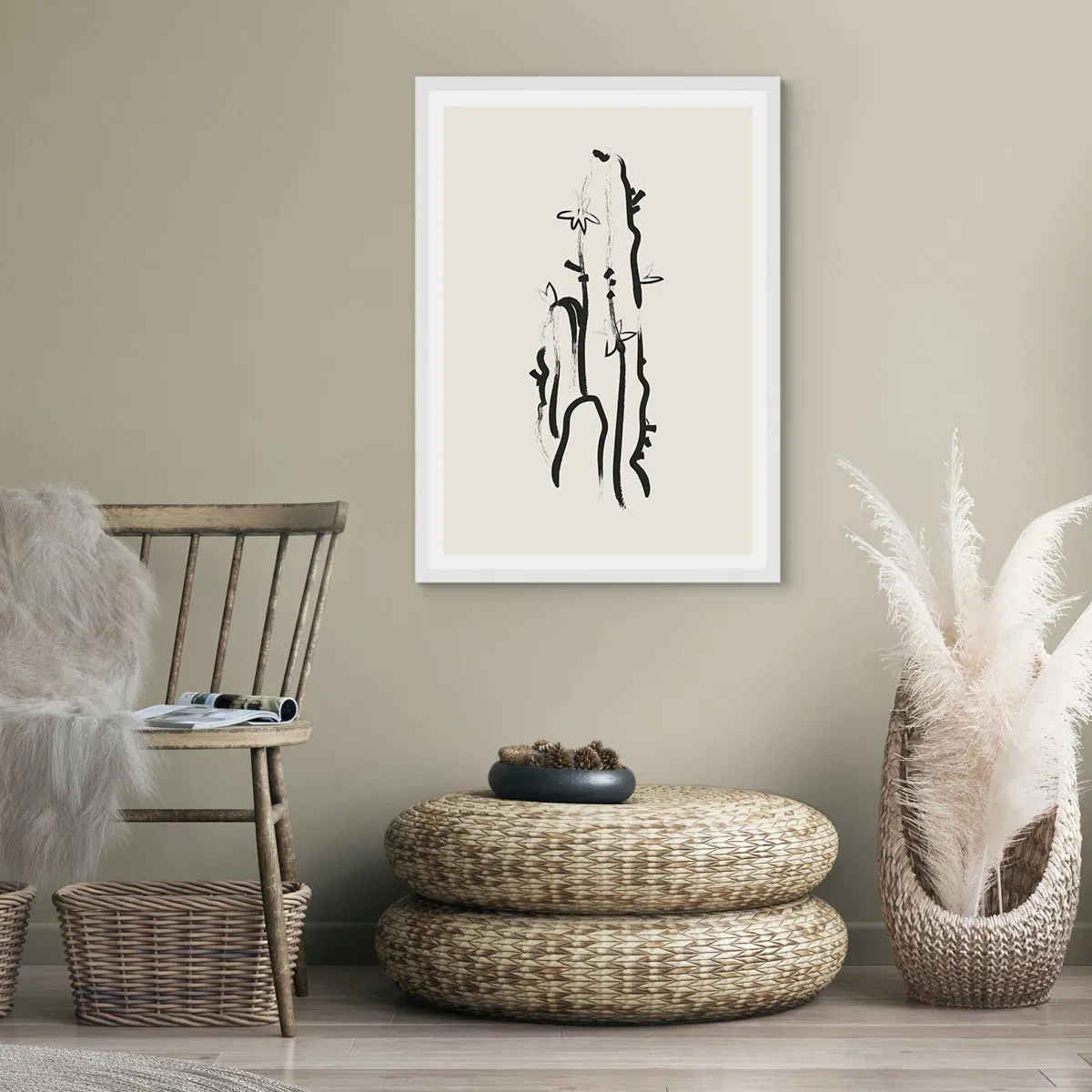 Plakat i hvid ramme - Blomstrende urt - 70x100 cm