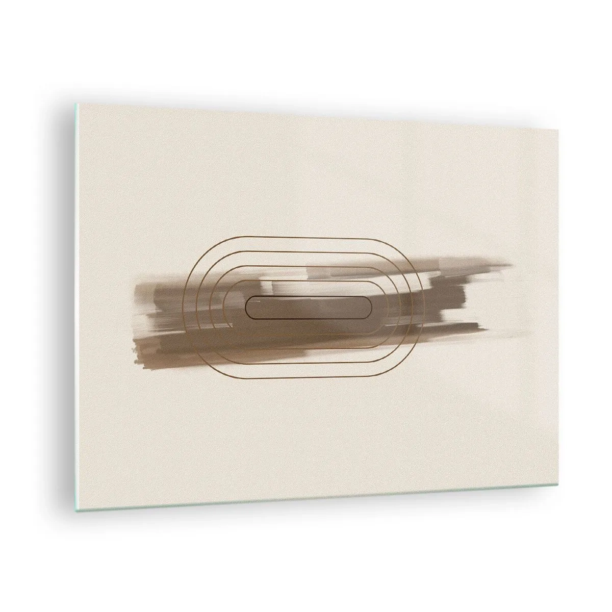 Billede på glas - Abstraktion i brune nuancer med et minimalistisk mønster - 70x50cm - Et pust af gråvejr - Moderne vægdekoration til stue og soveværelse ARTTOR