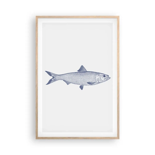 Plakat i ramme af lyst egetræ - Hilsner fra de nordlige have - 61x91 cm