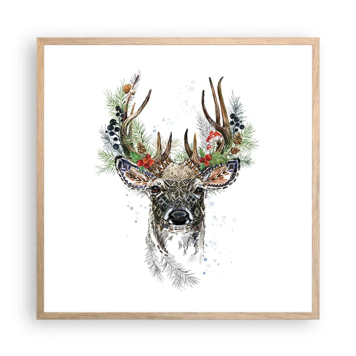 Plakat i ramme af lyst egetræ - I festlig påklædning - 60x60 cm