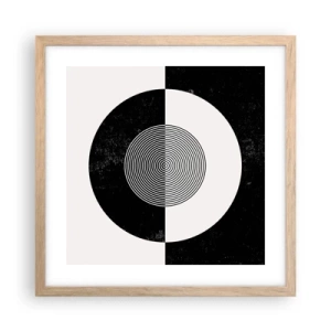 Plakat i ramme af lyst egetræ - Harmoni i sort og hvidt - 40x40 cm