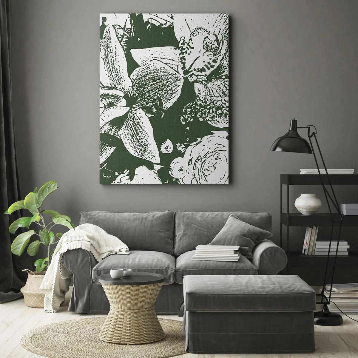 Lærredstryk - Billede på lærred - Buket - en verden af grønt - 50x70 cm