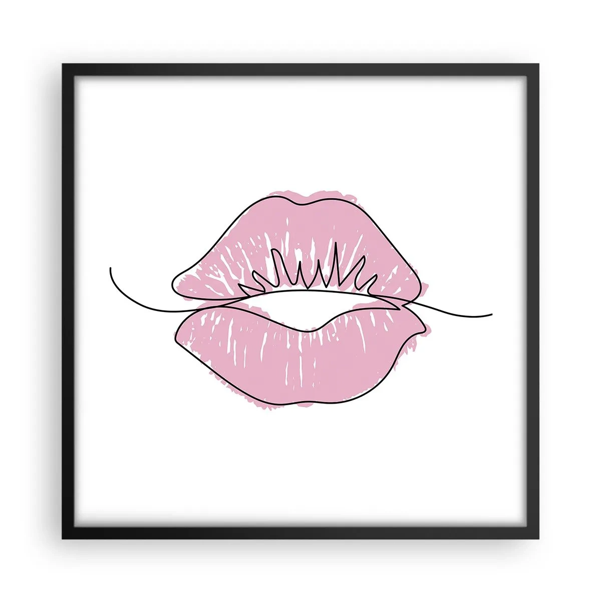 Plakat i sort ramme - Klar til at kysse? - 50x50 cm