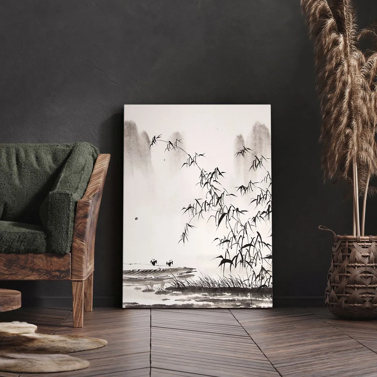 Lærredstryk - Billede på lærred - Stilhed i rismarkerne - 50x70 cm