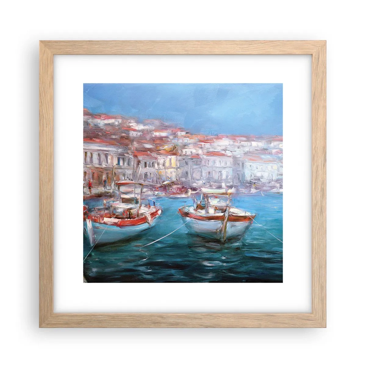 Plakat i ramme af lyst egetræ - Italiensk bugt - 30x30 cm