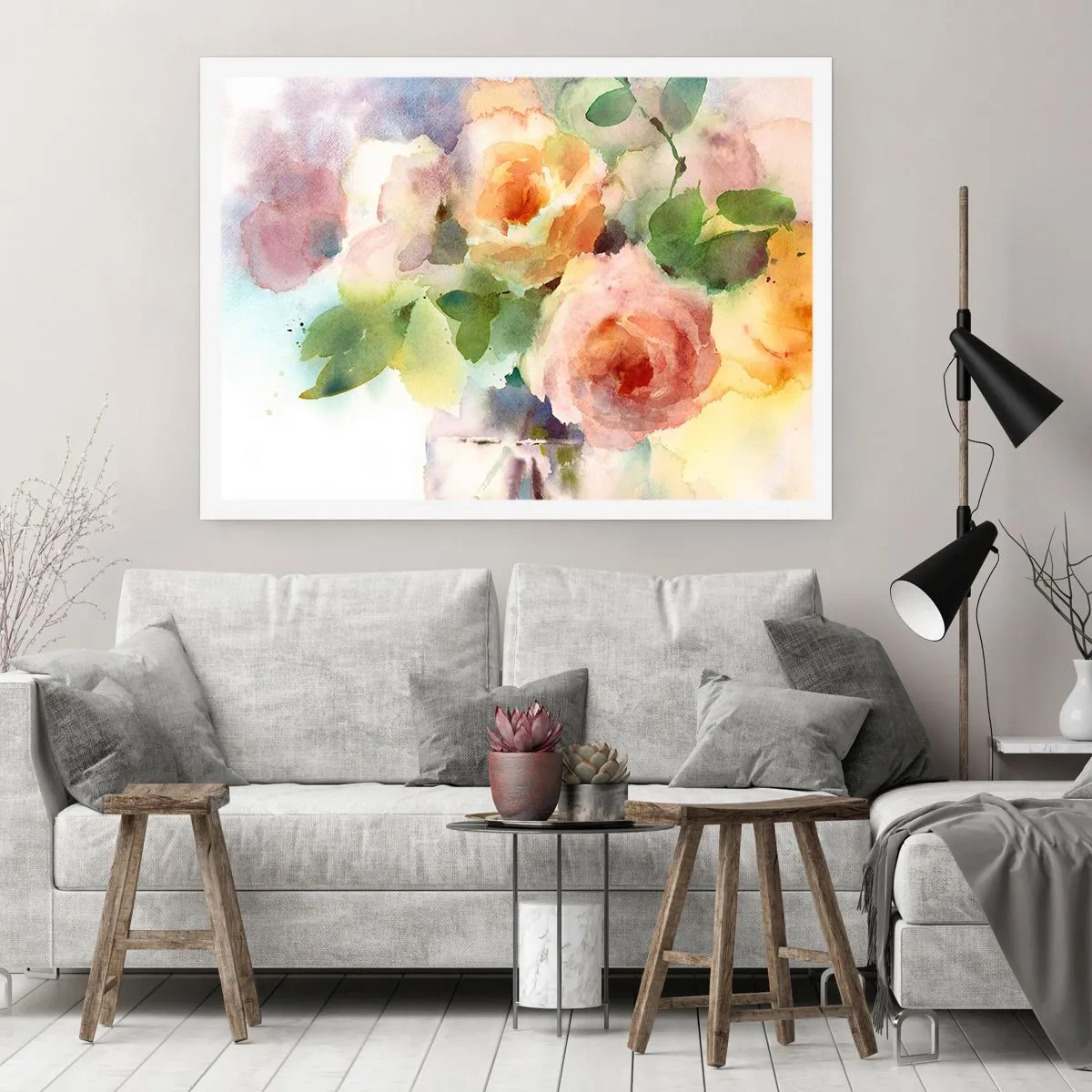 Plakat - Delikat som akvarelfarve - 100x70 cm