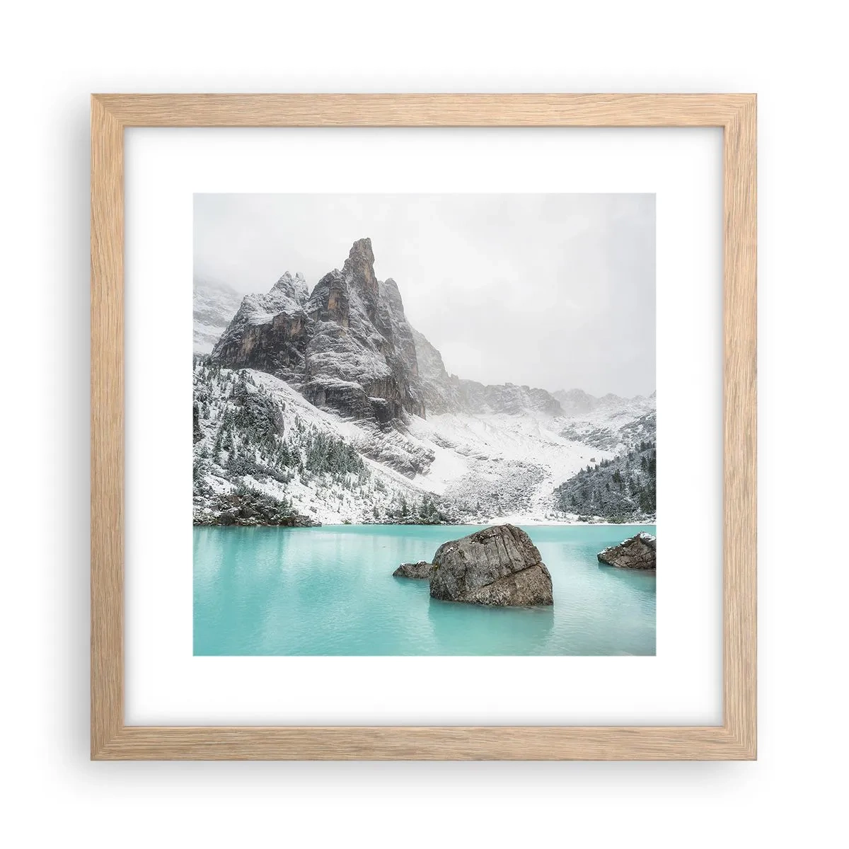 Plakat i ramme af lyst egetræ - På vagt - 30x30 cm