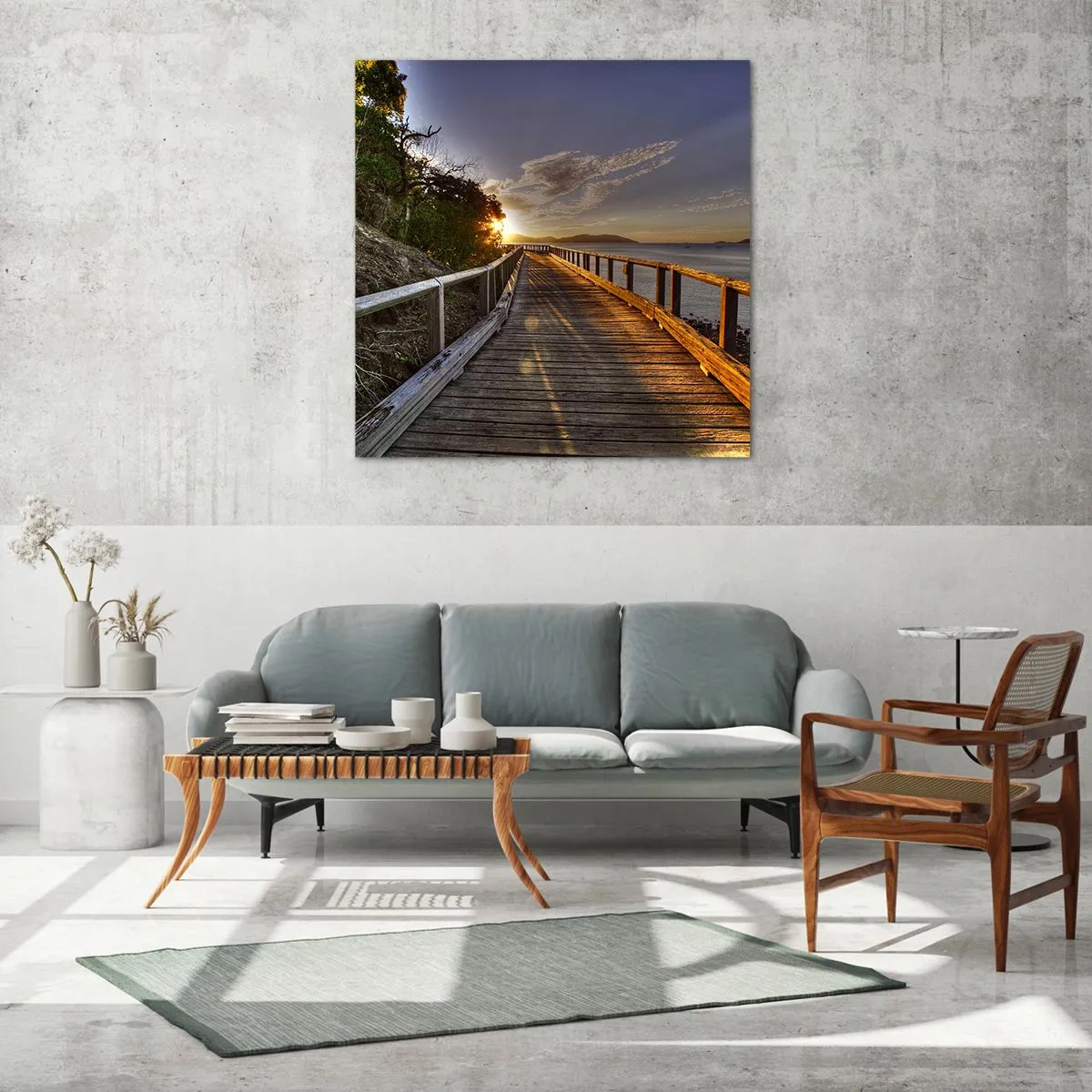 Billede på glas - Gå, bliv ved med at gå mod solen - 40x40 cm