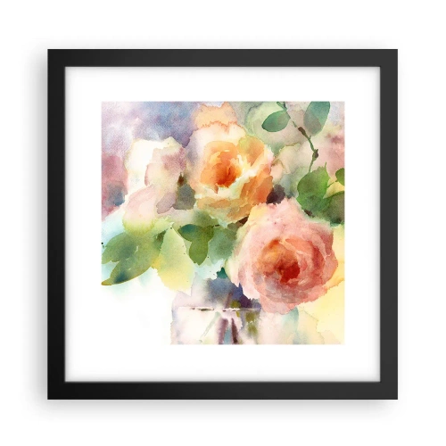 Plakat i sort ramme - Delikat som akvarelfarve - 30x30 cm
