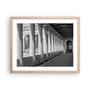 Plakat i ramme af lyst egetræ - Solrig arkade - 50x40 cm