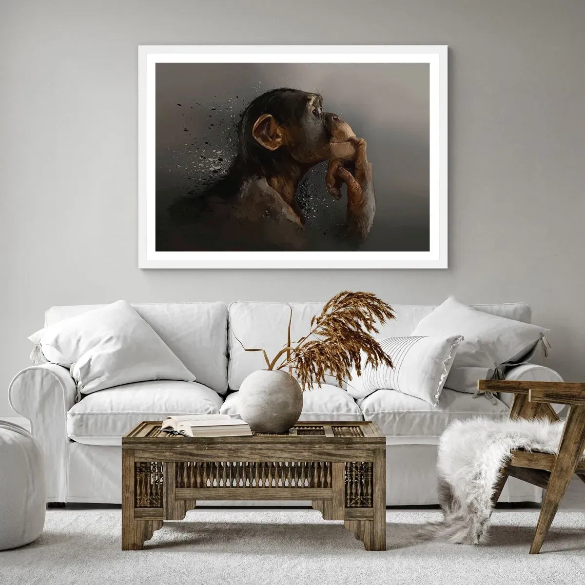 Plakat i hvid ramme - Helt sikkert en tænker - 91x61 cm
