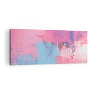 Lærredstryk - Billede på lærred - Lyserød, blå og en knivspids lys - 100x40 cm